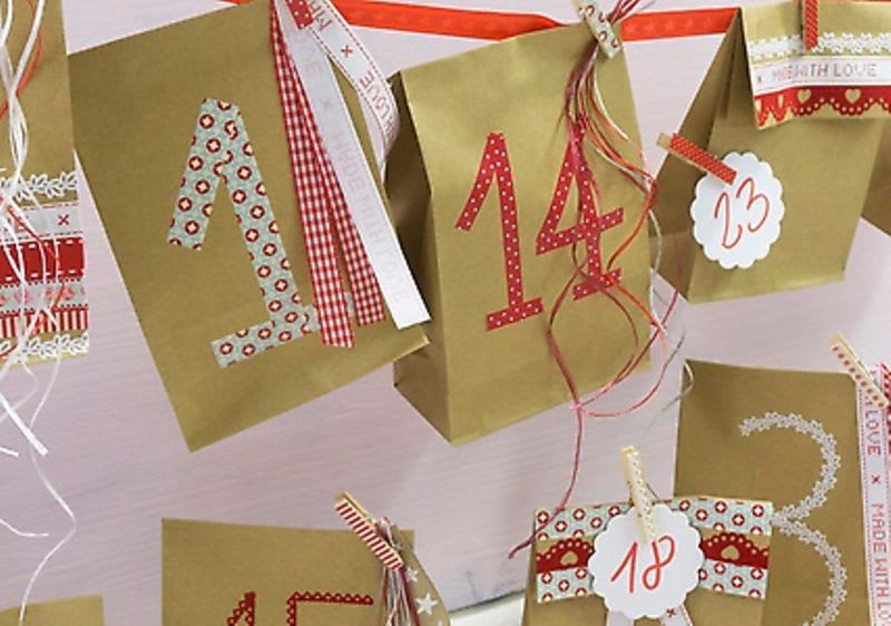 Adventskalender zum Befüllen Geschenktüten gold Advent Kalender Bastelset Ra/swg 