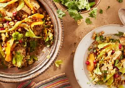 Veganer, orientalischer Linsensalat mit Tofu-image