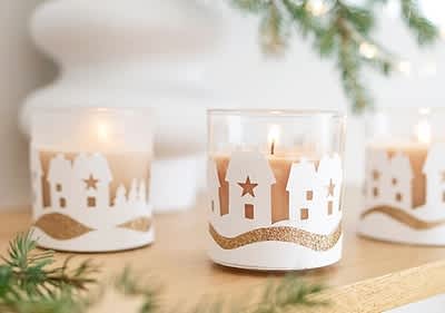 Dekorieren & Einrichten Kerzenglas, Baum, dunkelgrün mit goldenem Rand, 1 St  dauerhaft günstig online kaufen