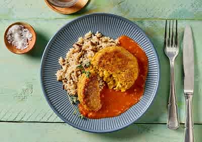 Vegane Haferflocken Bratlinge mit Gemüse & Reis-image