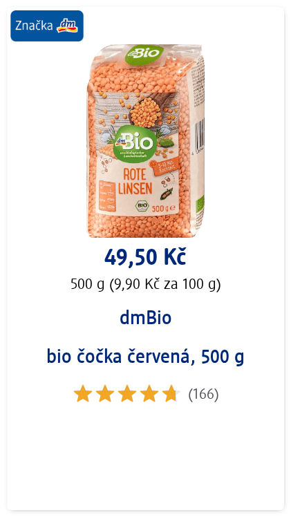 bio čočka červená, 500 g