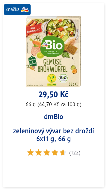 zeleninový vývar bez droždí v kostce 6x11 g, 66 g