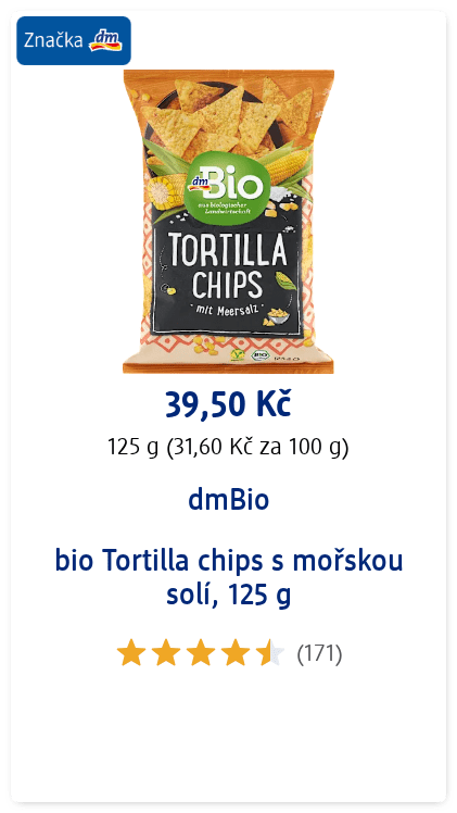 bio Tortilla chips s mořskou solí, 125 g
