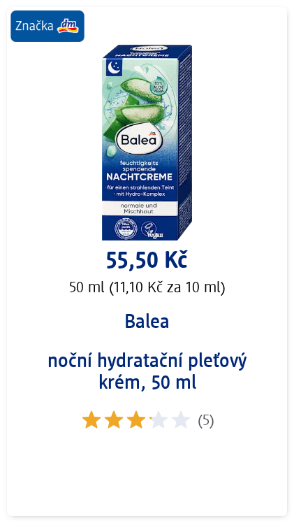 Balea noční hydratační pleťový krém, 50 ml