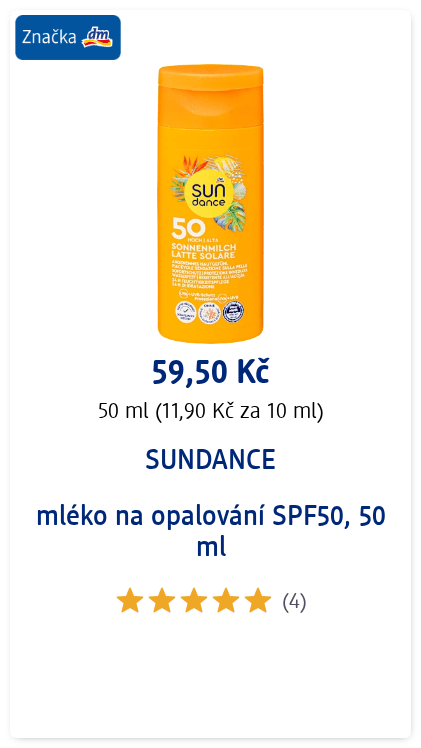 SUNDANCE mléko na opalování SPF50, 50 ml