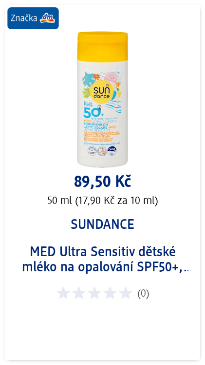 SUNDANCE MED Ultra Sensitiv dětské mléko na opalování SPF50+, cestovní balení, 50 ml
