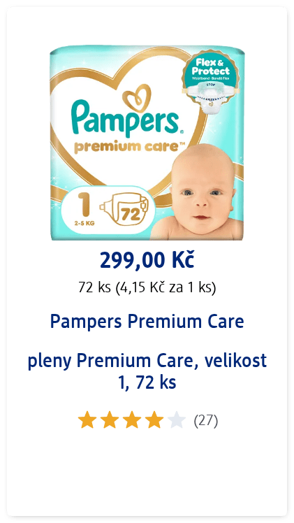 Pampers Premium Care pleny Premium Care, velikost 1, 72 ks