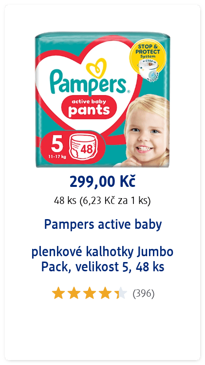 Pampers active baby plenkové kalhotky Jumbo Pack, velikost 5, 48 ks