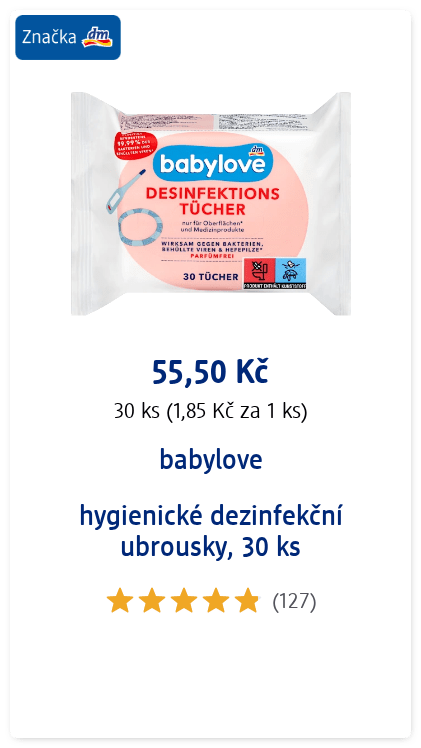 babylove hygienické dezinfekční ubrousky, 30 ks biocid