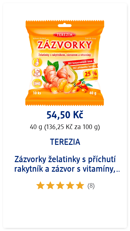 Zázvorky želatinky s příchutí rakytník a zázvor s vitamíny, 10 ks