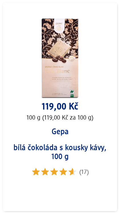 bílá čokoláda s kousky kávy, 100 g