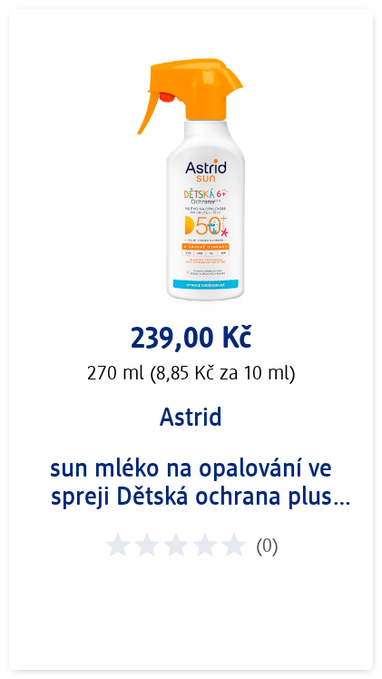 Astrid sun mléko na opalování ve spreji Dětská ochrana plus SPF50+, 270 ml
