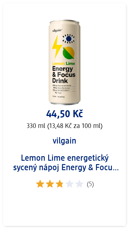 Lemon Lime energetický sycený nápoj Energy & Focus Drink, 330 ml