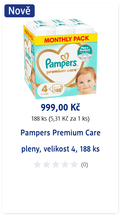 Pampers Premium Care pleny, velikost 4, 188 ks