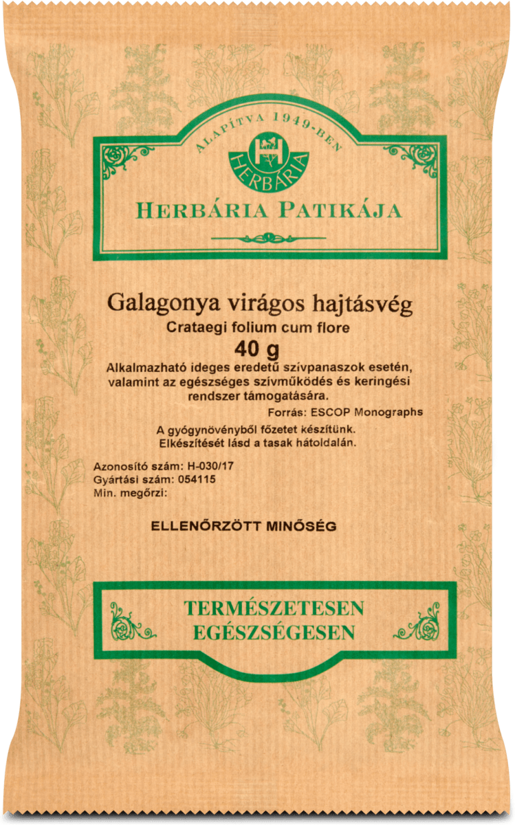Herbária Patikája Galagonya virágos hajtás szálas tea, 0,04 kg dm.hu