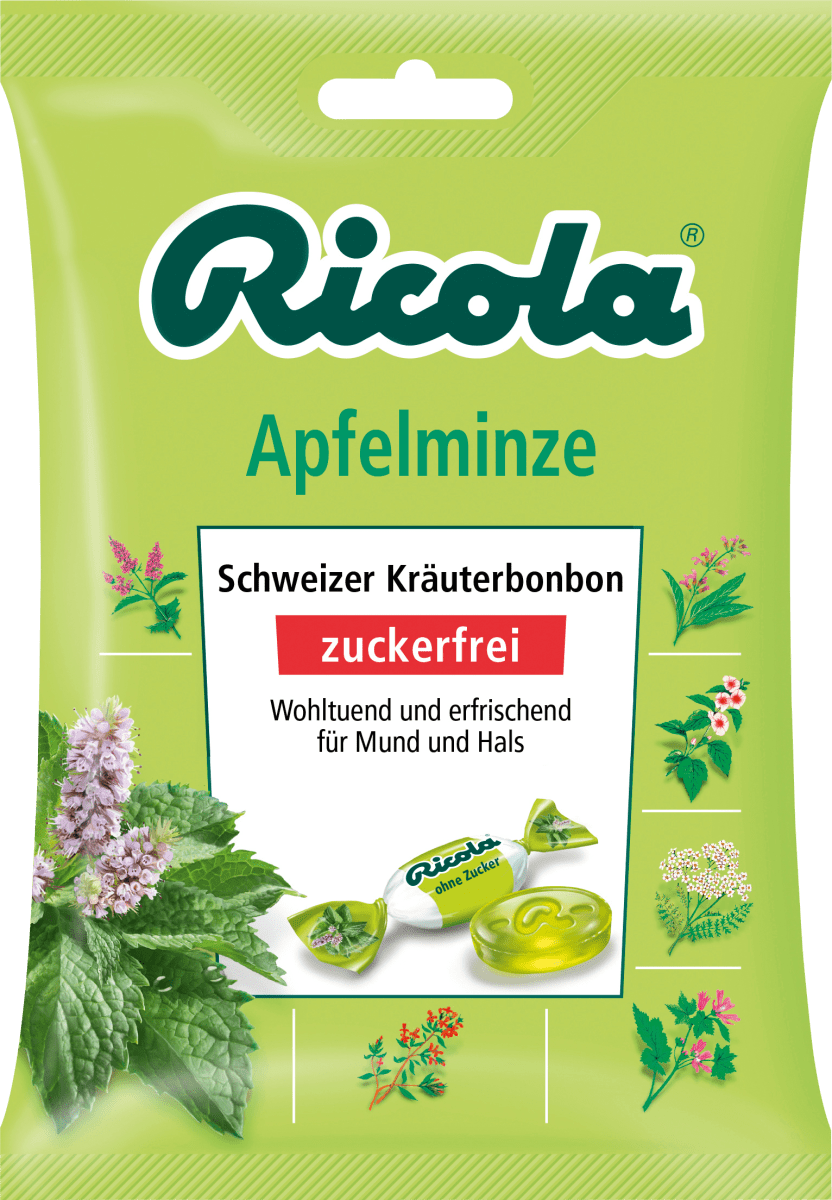 Ricola Bonbon, Apfelminze, zuckerfrei, 75 g dauerhaft günstig online