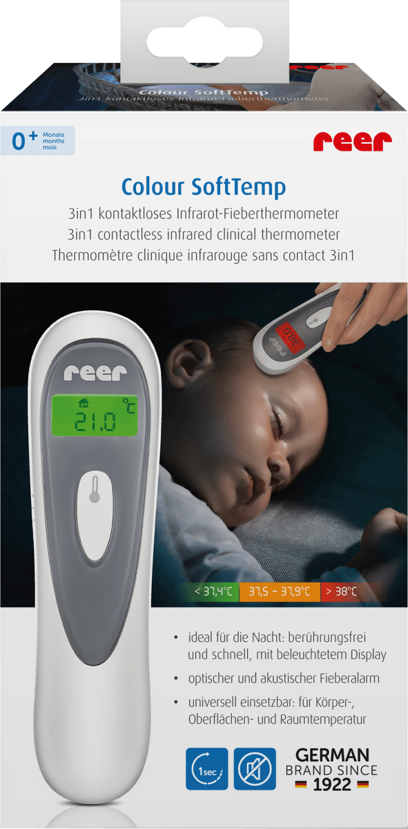 Reer 3 in 1 Infrarot Stirnthermometer kontaktlos berührungslos Baby Erwachsene 
