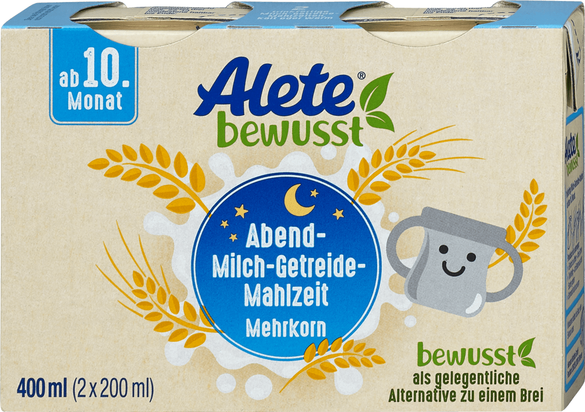 Babykost Alete Milch Getreide Mahlzeit Mehrkorn Honiggeschmack 10x400ml MHD10/21 
