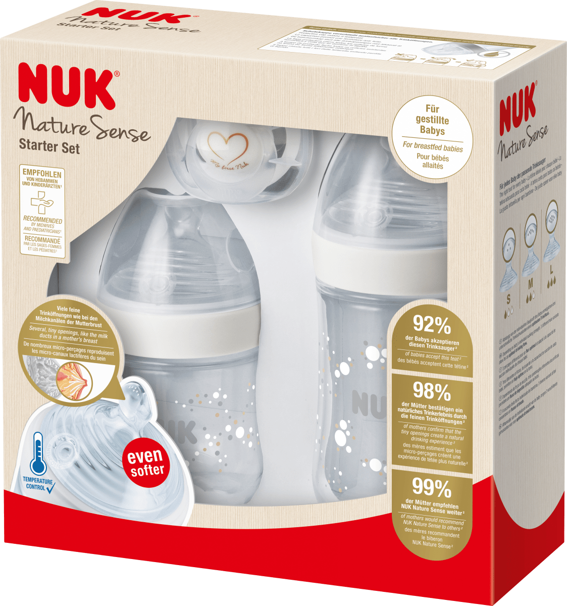 Schnuller NEU Anti-Colic-Ventil Gratis NUK Nature Sense Flasche 150 ml inkl 