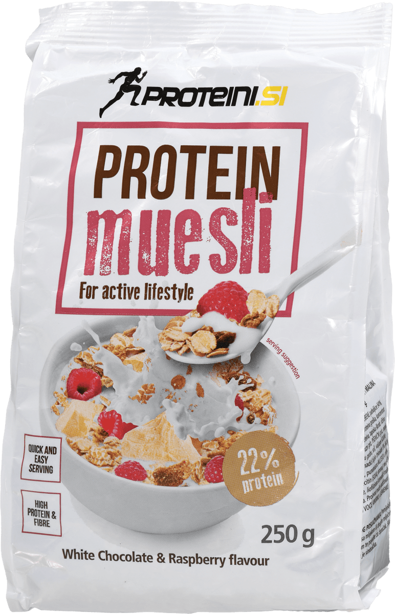 proteini.si Muesli z visoko vsebnostjo beljakovin, okus bela čokolada