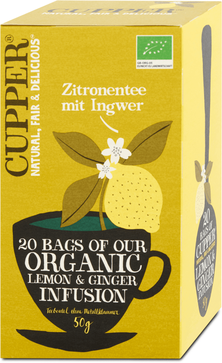 Cupper Bio gyümölcstea, citromgyömbér, 20 filter, 20 tasak dm.hu