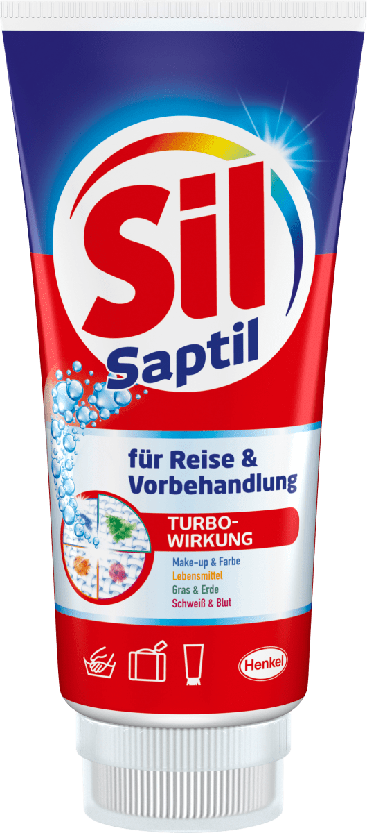 Handwaschmittel Sil Saptil für Reise & Vorbehandlung mit Bürste, 200 ml