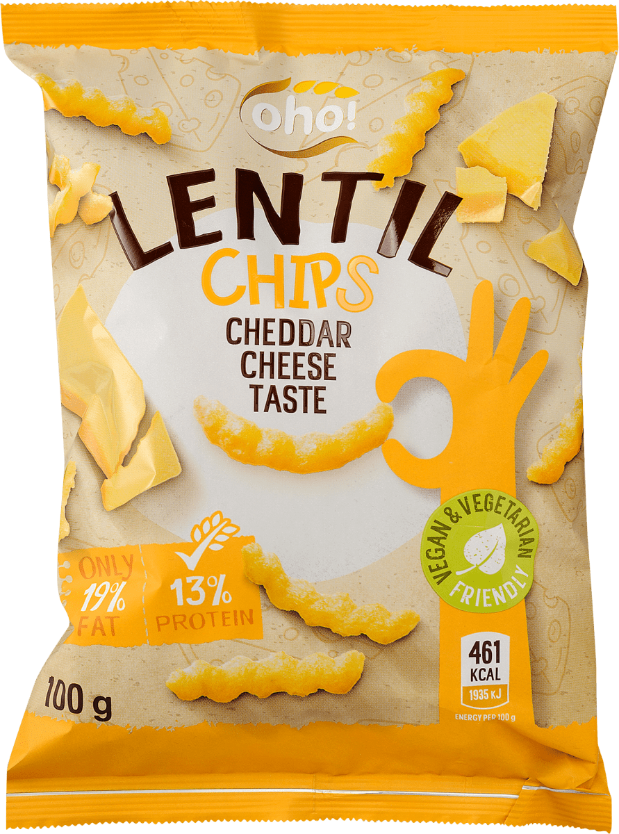 OHO! Lencse chips cheddar sajttal, 100 g | dm.hu
