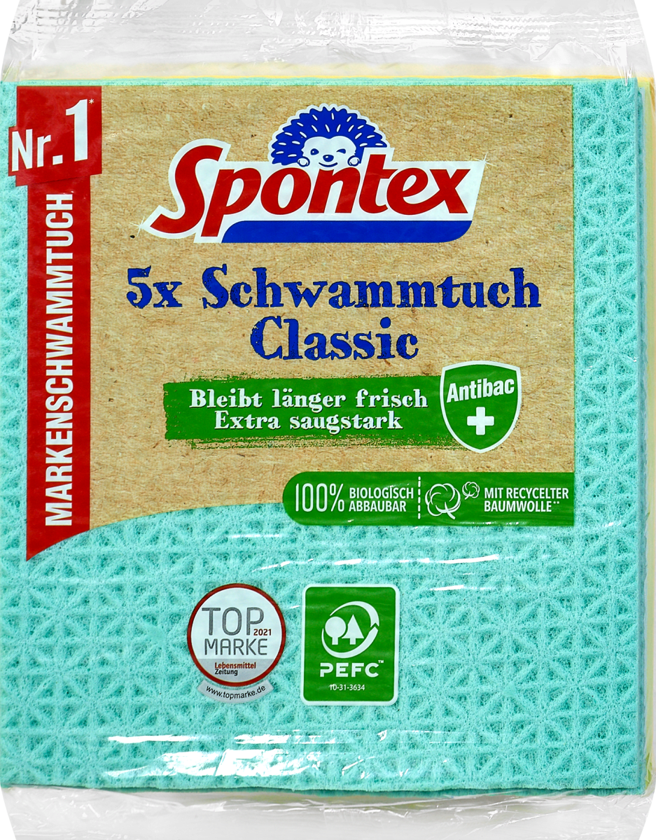 0,40€/Stück Mega Sparpack 6x Spontex SCHWAMMTUCH CLASSIC  5-er Pack,30 Tücher 
