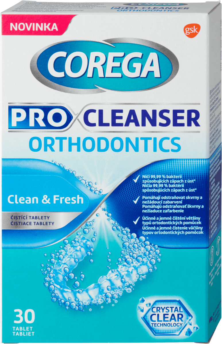 COREGA čisticí tablety Pro Cleanser Orthodontics Clean & Fresh, 30 ks