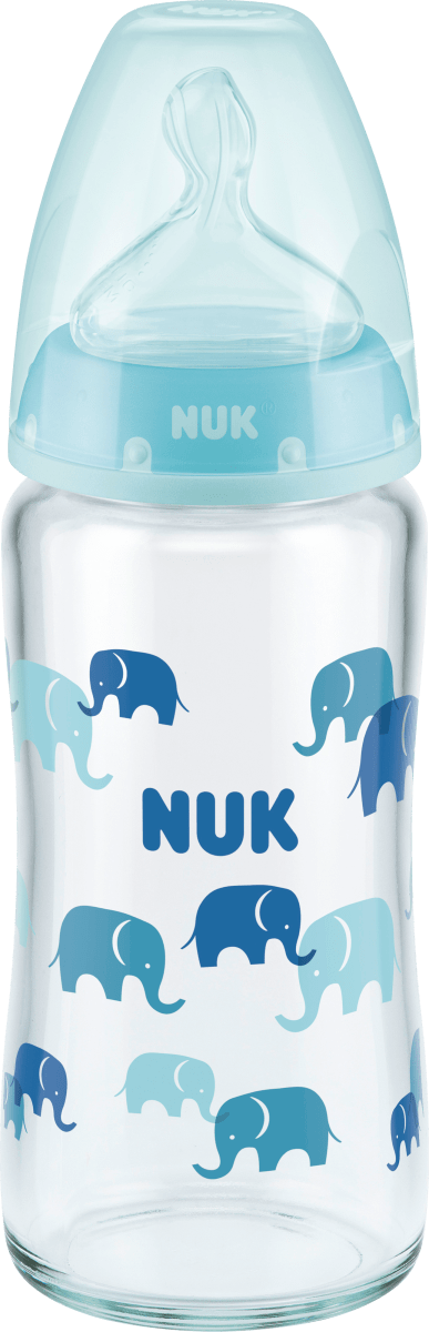 Nuk First Choice Glasflasche 240 ml mit Silikon-Ventilsauger 6 er Pack 