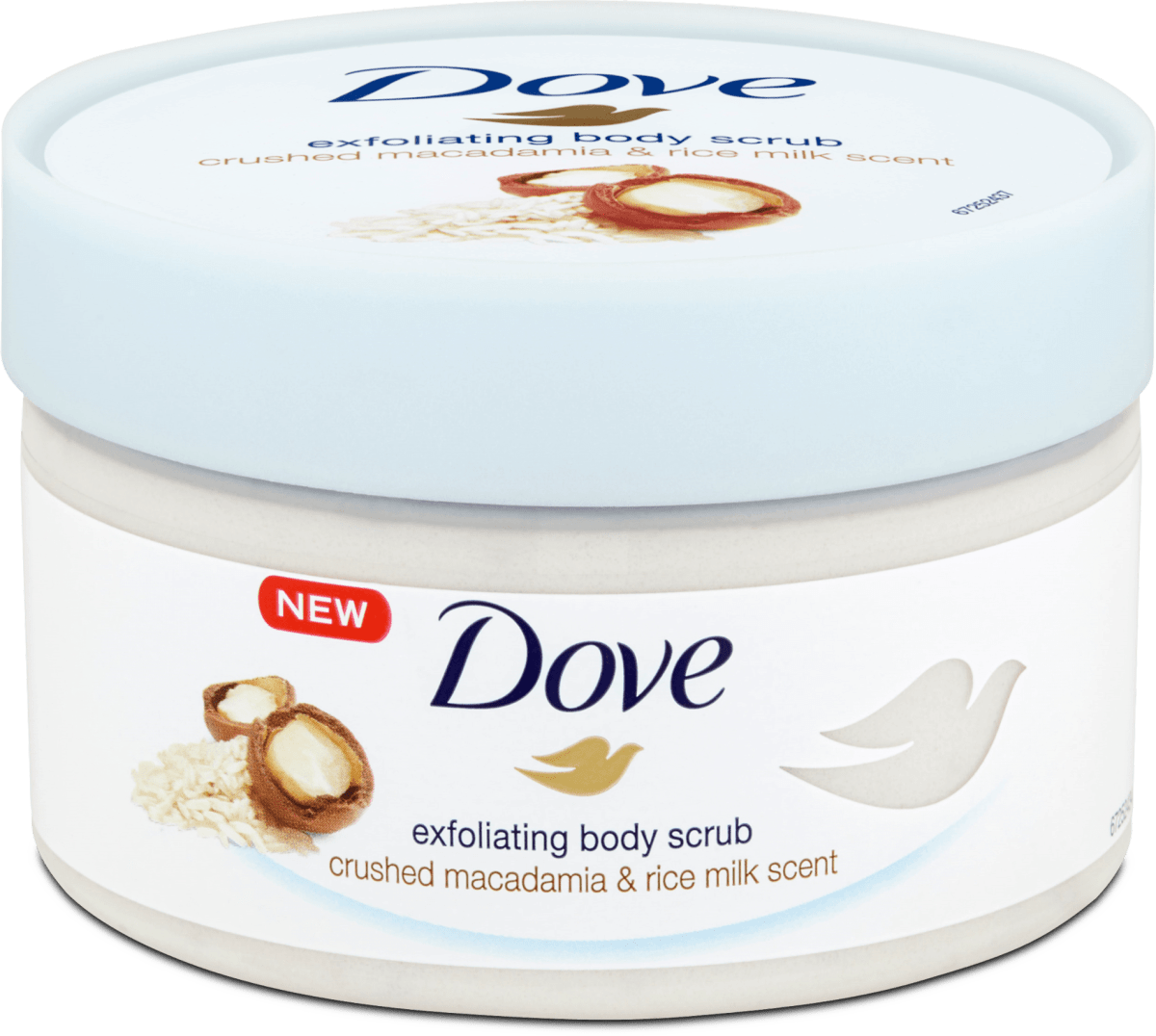 Dove Exfoliačný peeling Crushed Macadamia & Rice Milk, 225 ml nakupujte