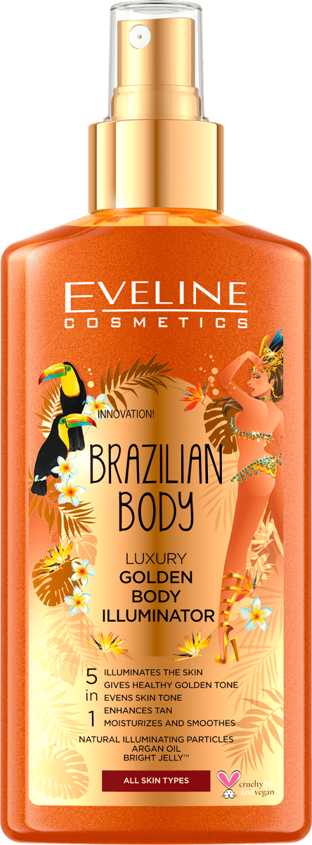 EVELINE COSMETICS Златист спрей за тяло Brazilian Body, 150 ml ...