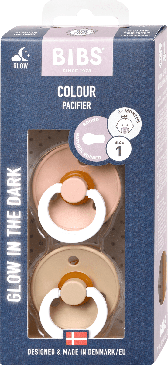BIBS Colour noční dudlík z přírodního kaučuku, 06 měsíců, 2 ks dm.cz