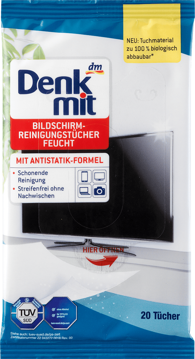Feuchte Reinigungstücher für Bildschirm, 20 St