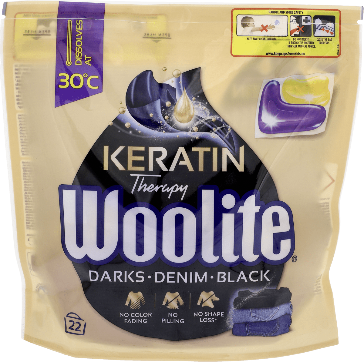 Woolite Kapusłki do prania Żelowe z keratyną do czerni, 22 szt. kupuj online, zawsze w