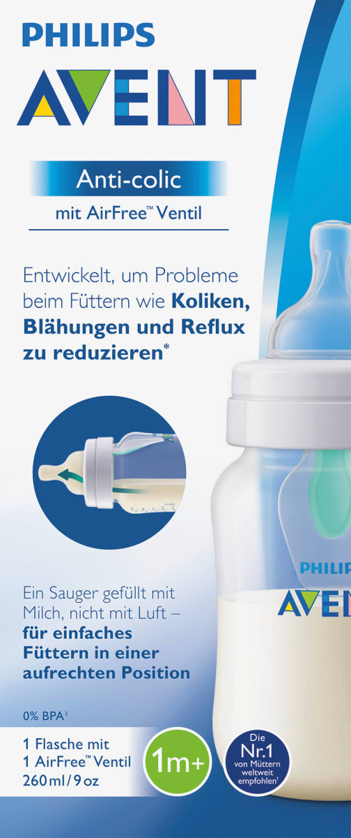 6 x Philips Avent 260 ml Anti-Kolik-System und BPA-frei Anti-Kolik-Baby Fläschchen Classic Range 0 Monate + 