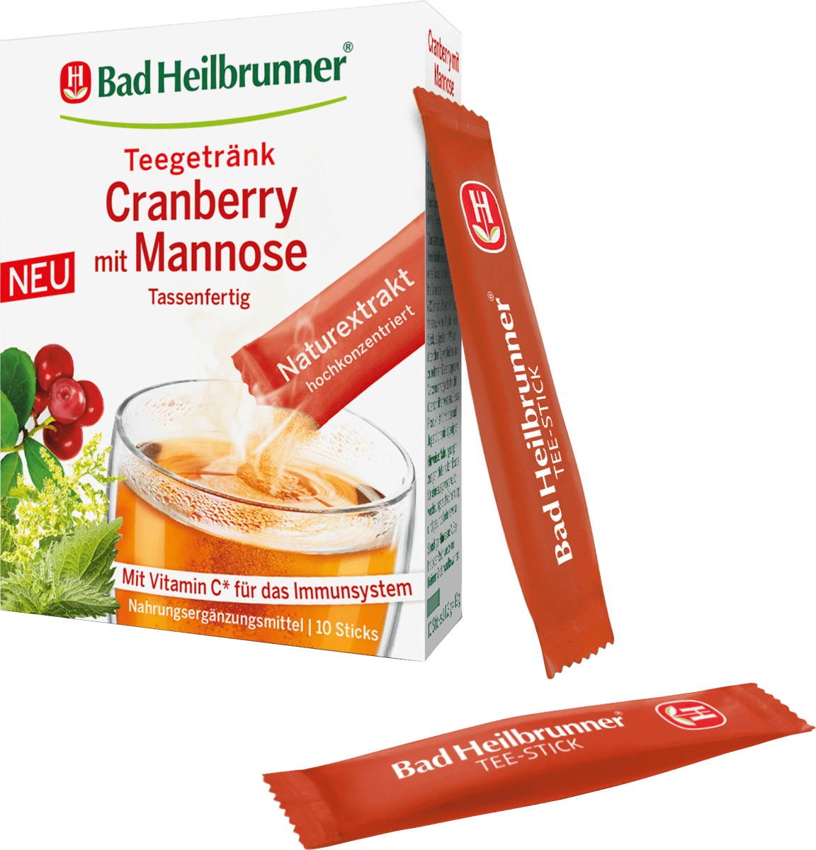 Bad Heilbrunner Teegetr nk Cranberry Mit Mannose Im Stick 10 X 1 2g