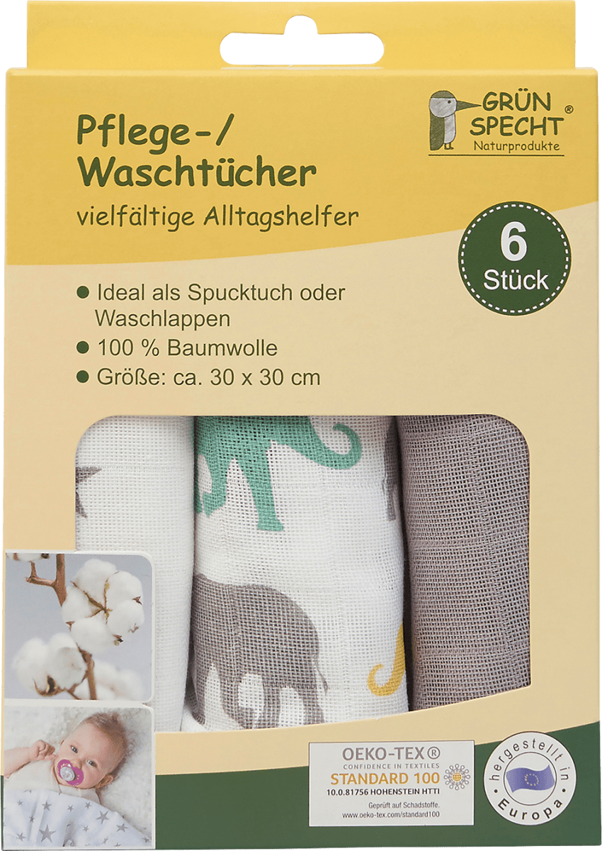 6 Stück 30 x 30 cm Grünspecht 1501-V1 Pflege-/Waschtücher 