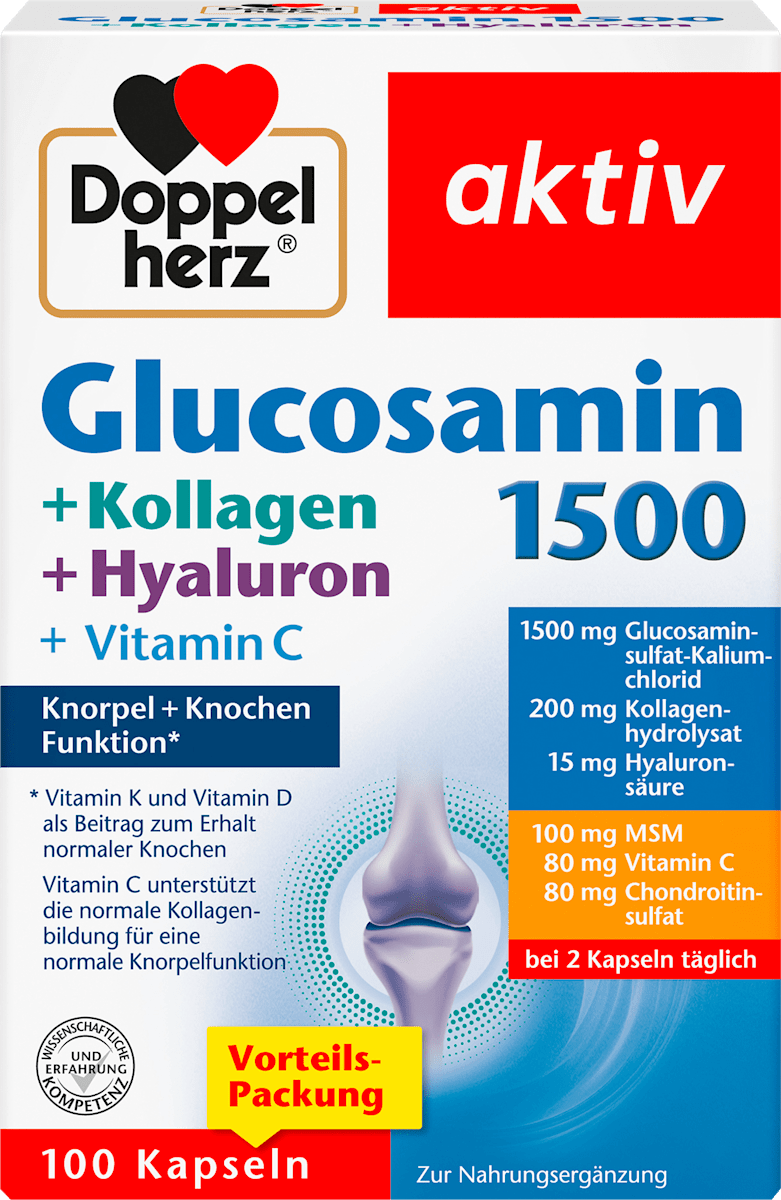 Glucosamin 1500 + Kollagen + Hyaluron Kapseln 100 St, 115 g