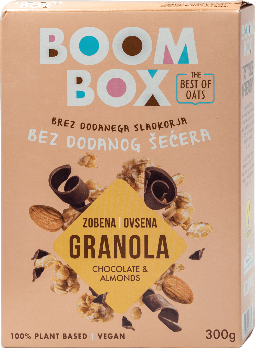 BOOM BOX Zobena granola s čokoladom, 300 g kupujte online po uvijek