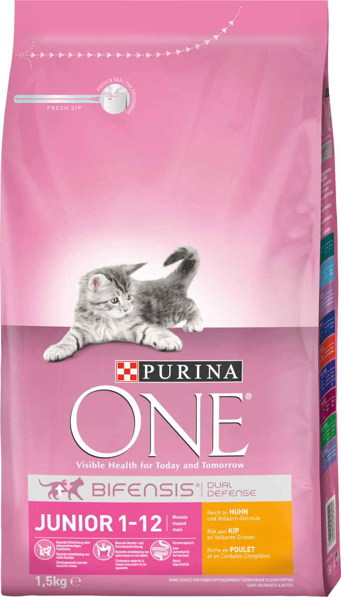 PURINA ONE Trockenfutter Katze Kitten mit Huhn & VollkornGetreide, junior, 1,5 kg dauerhaft