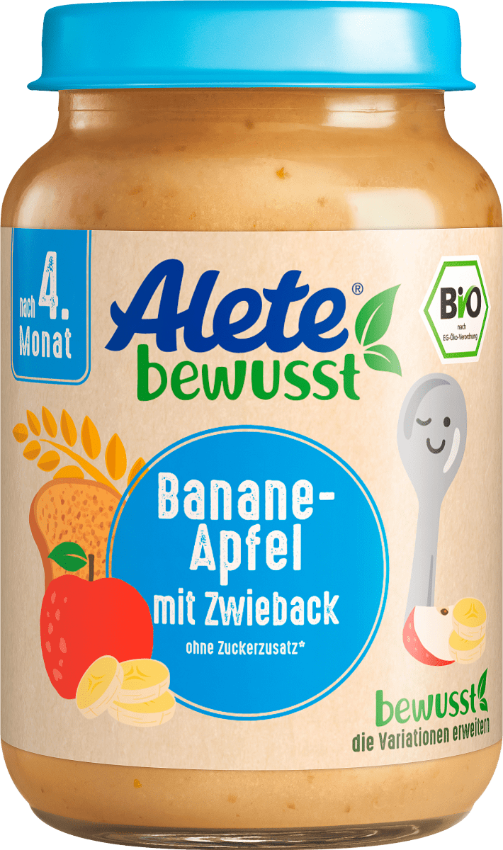 Alete bewusst Frucht und Getreide Banane &amp; Apfel mit Zwieback, nach dem ...