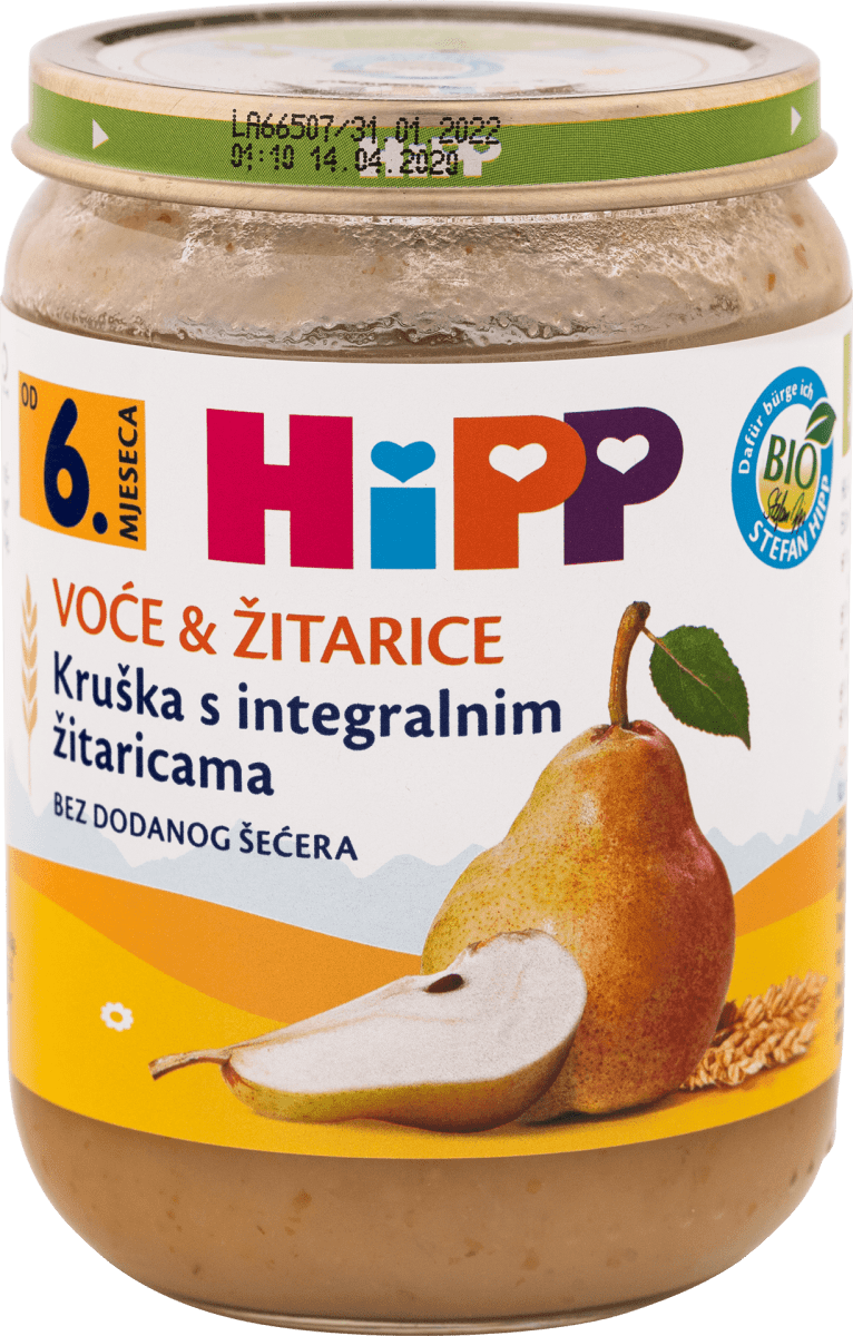 HIPP EKO kašica za bebe kruška i integralne žitarice, 6 + mj., 190 g