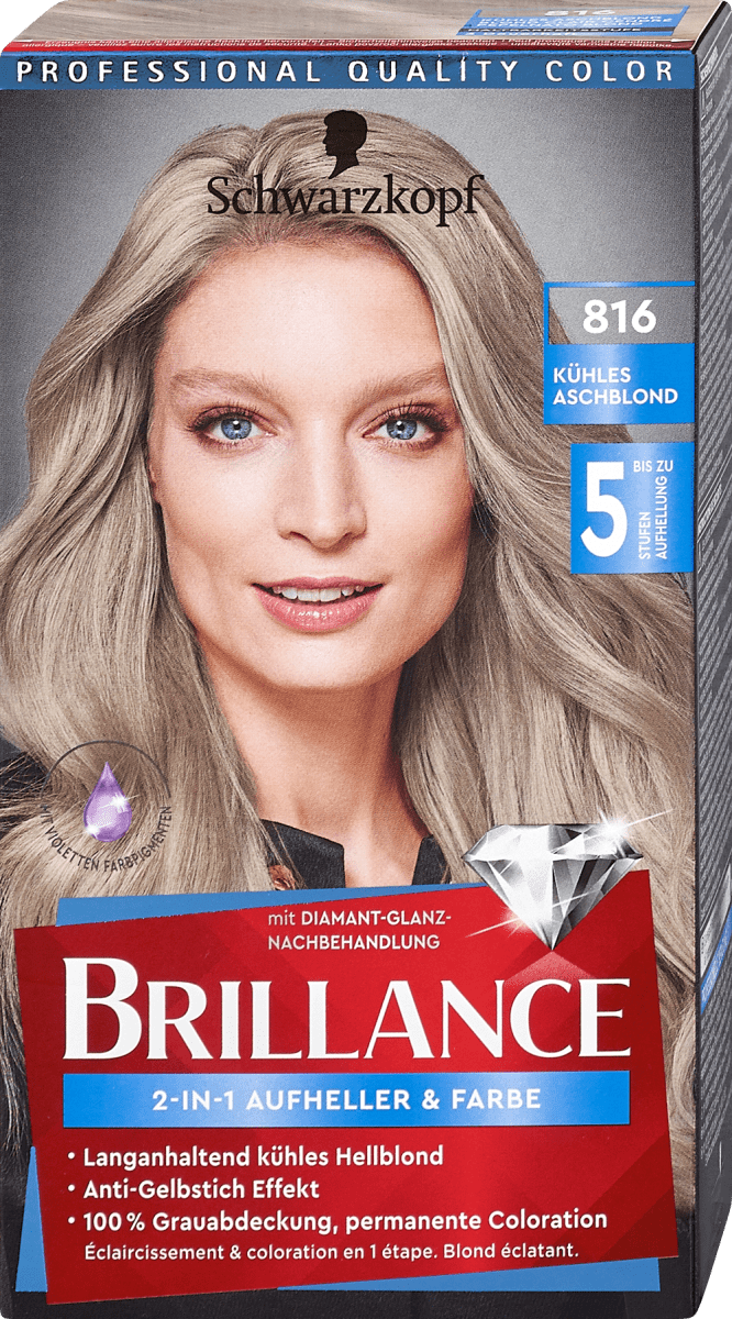 Brillance 2-in-1 Aufheller & Farbe 815 - Kühles Hellblond Bis 5 Stufen (4x 160ml)