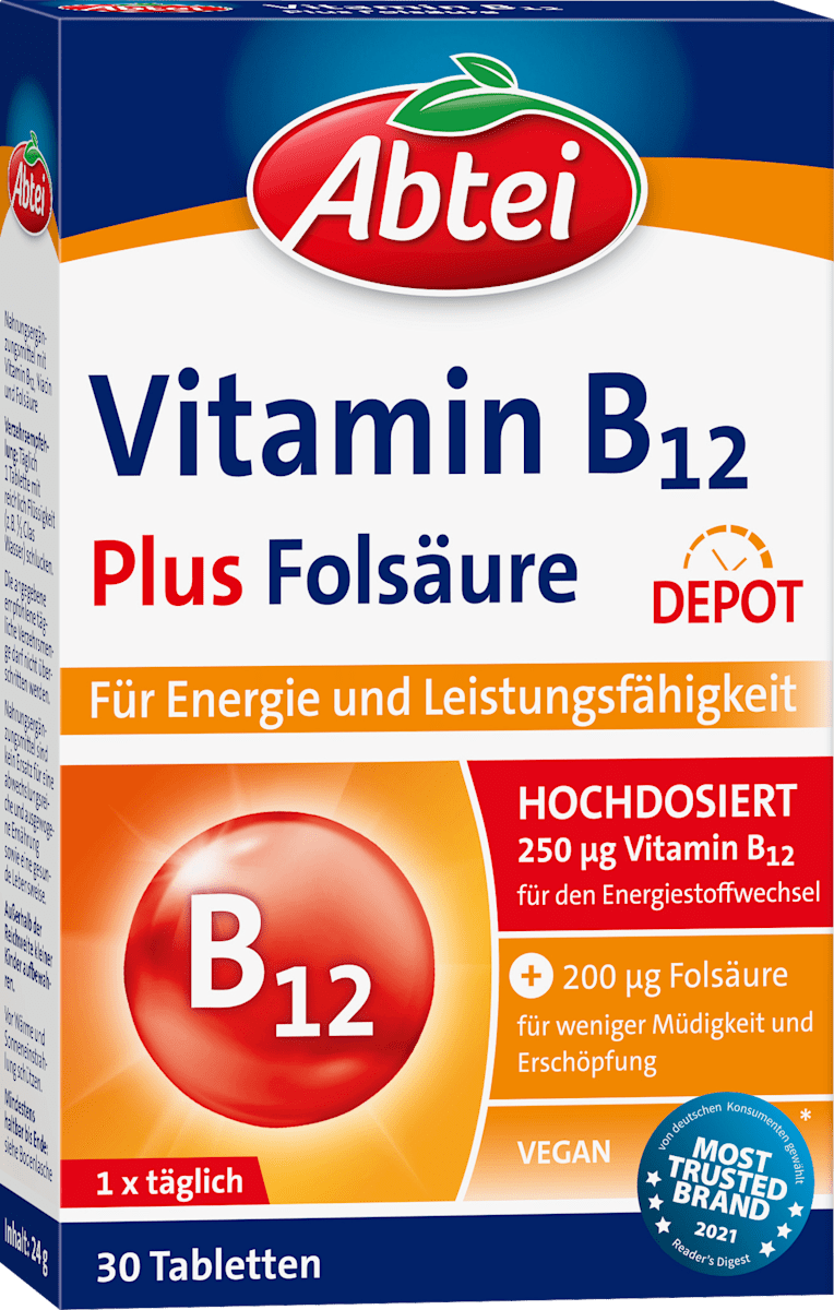 Abtei Vitamin B12 Tabletten (30 Stück), 24 g dauerhaft günstig online