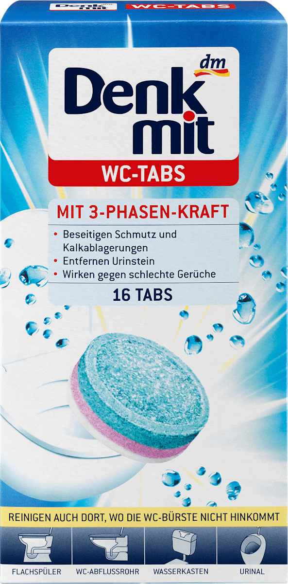 WC-Reiniger Tabs mit 3-Phasen-Kraft, 16 St