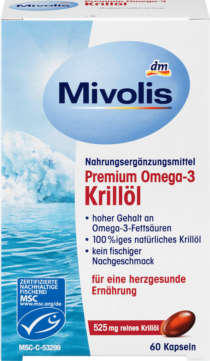 Mivolis Premium Omega-3 Krillöl, Kapseln 60 St., 45 g dauerhaft günstig online kaufen | dm.de