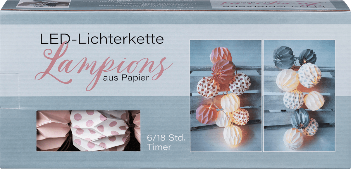 Dekorieren & Einrichten LED-Lichterkette mit Papierball-Lampions (10 St 