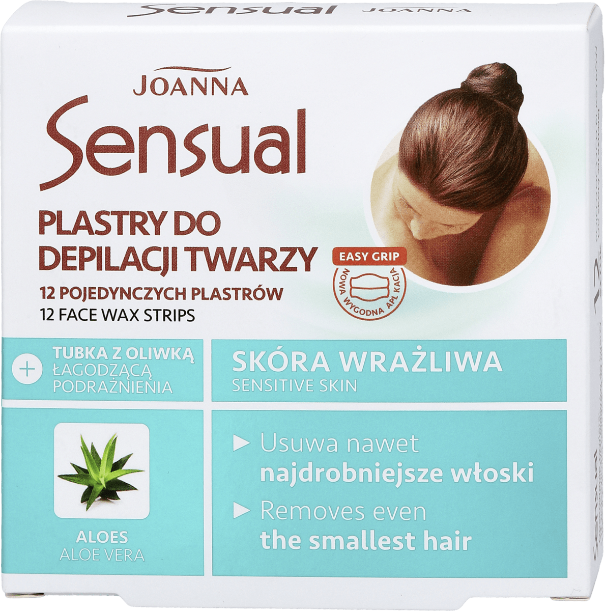 Joanna Plastry do depilacji twarzy ALOES skóra wrażliwa, 12 szt