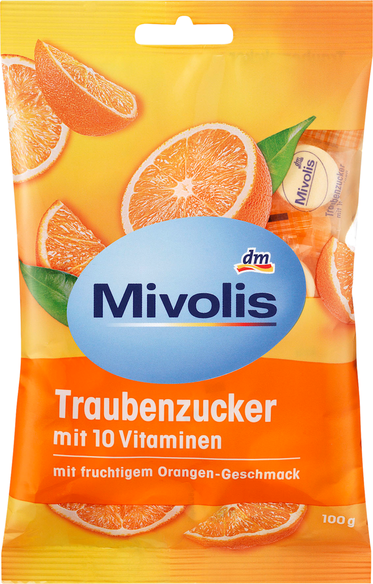 Traubenzucker, Orange mit 10 Vitaminen, 100 g